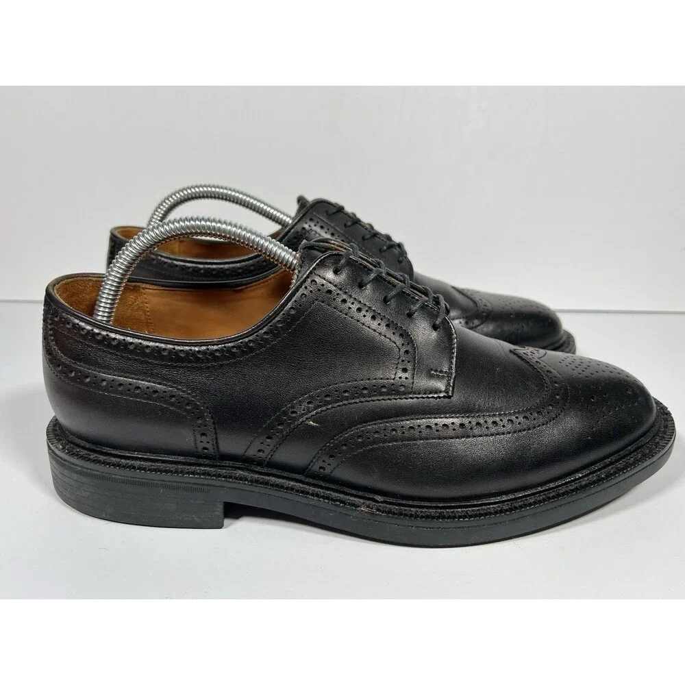 Polo Ralph Lauren Asher Black Cow Leather Wing Tip Lace-up Oxford men's 8.5D